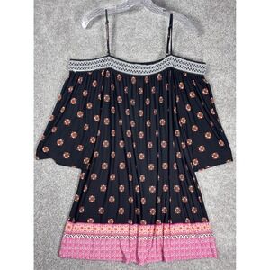 Trixxi Clothing Company Black Floral Cold Shoulder Bell Sleeve Dress XL